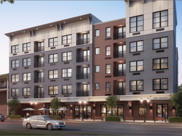 Bound Brook apartment for rent - A modern apartment building with a car parked in front.