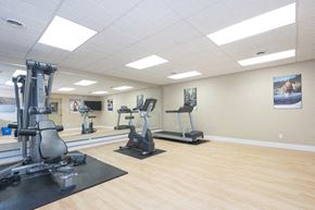 Burlington apartment for rent - A gym with a variety of equipment including treadmills and weight machines.