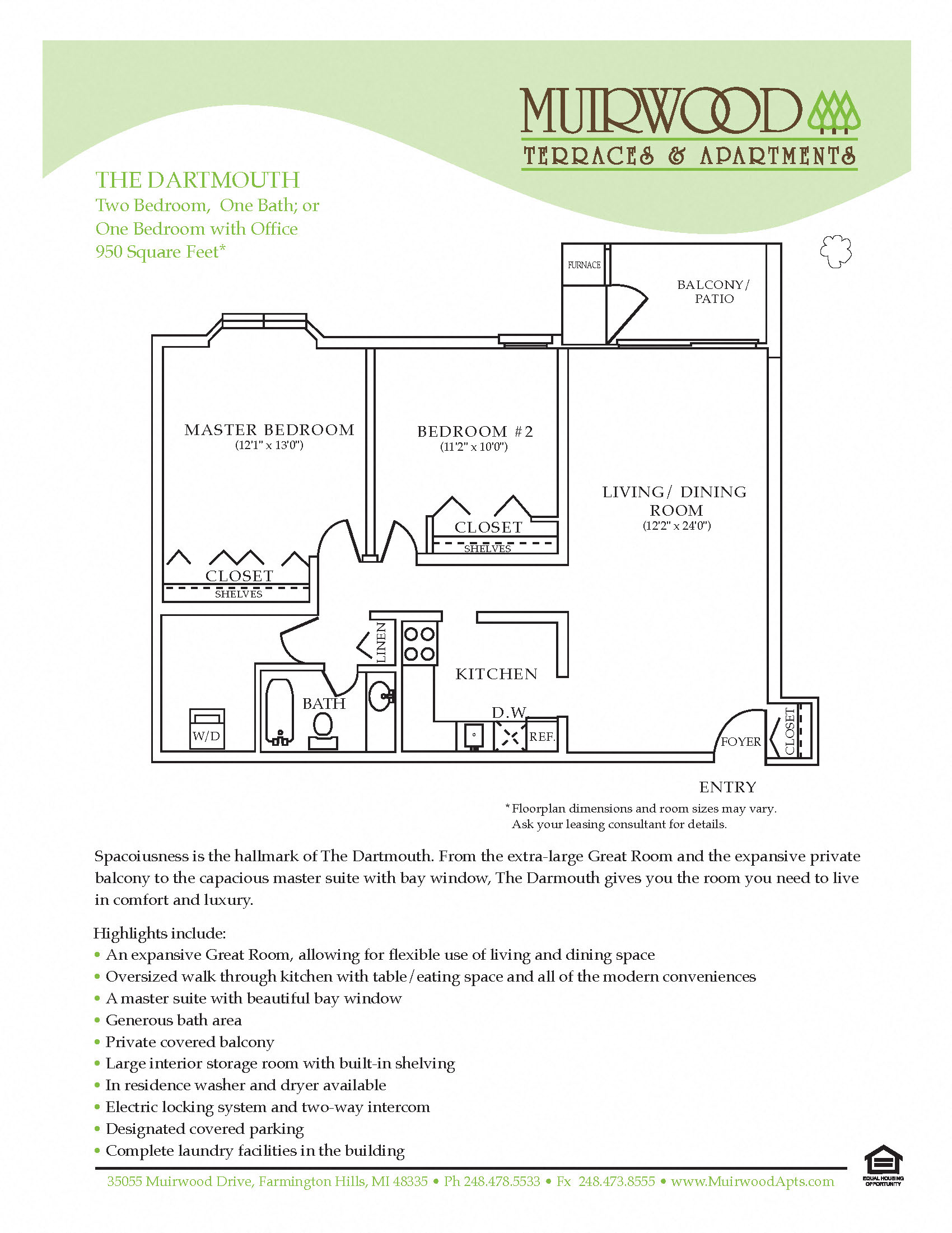 Floor plan for 2 beds, 1 bath, 930 sqft
