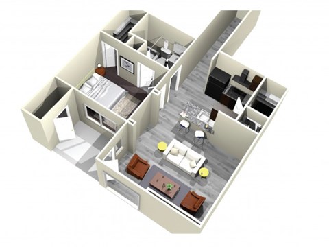 Floor plan for 1 bed, 1 bath, 868 sqft