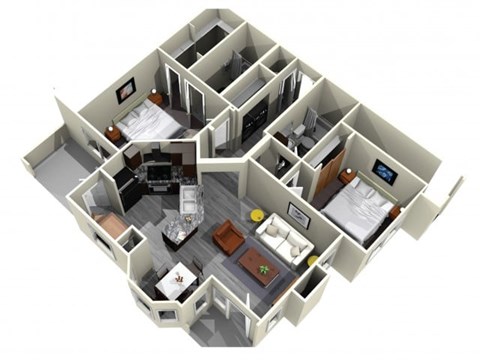 Floor plan for 2 beds, 2 baths, 1182 sqft