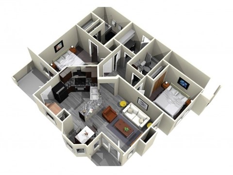 Floor plan for 2 beds, 2 baths, 1182 sqft