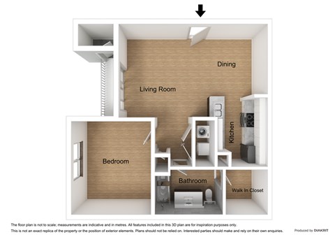 Floor plan for 1 bed, 1 bath, 795 sqft