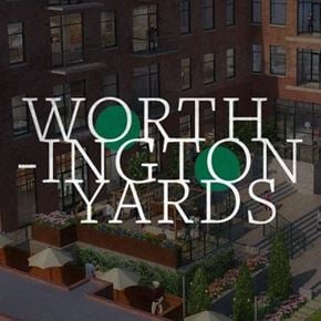 Cleveland apartment for rent - A building with the words "worth ington yards" written on it.