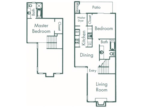 Floor plan for 2 beds, 2 baths, 1085 sqft