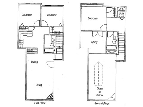 Floor plan for 3 beds, 2 baths, 1431 sqft