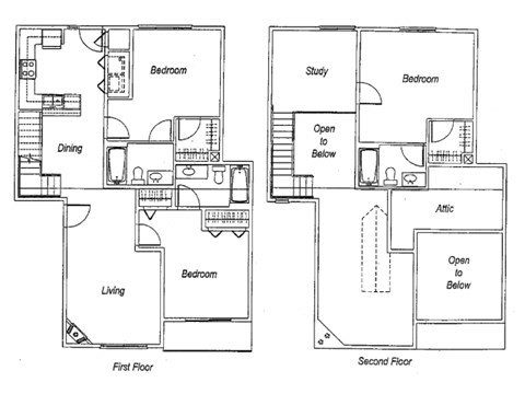 Floor plan for 3 beds, 3 baths, 1658 sqft