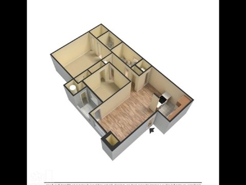 Floor plan for 2 beds, 2 baths, 890 sqft