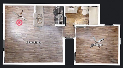 Floor plan for 1 bed, 1 bath, 512 sqft