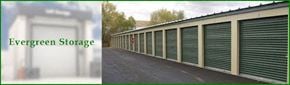 Pullman apartment for rent - A storage facility named Evergreen Storage with green doors.