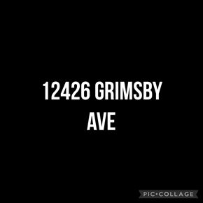 Cleveland house for rent - The image displays the text "12426 GRIMSBY AVE" on a black background.