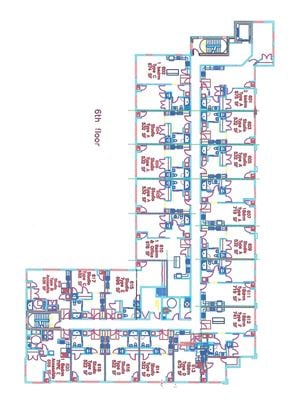 Derby apartment for rent - A blueprint of a building with a 6th floor.