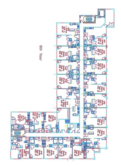 Floor plan for 1 bed, 1 bath, 719 sqft