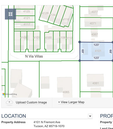 Tucson house for rent - A map showing a property at 4101 N Fremont Ave, Tucson, AZ 85719-1070.