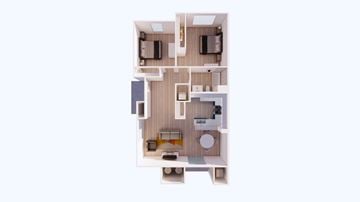 Rio Rancho apartment for rent - A dollhouse living room with a couch and a coffee table.