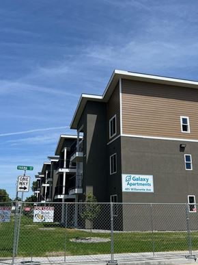 Umatilla apartment for rent - A building with a sign that says "Galaxy Apartments" is shown.
