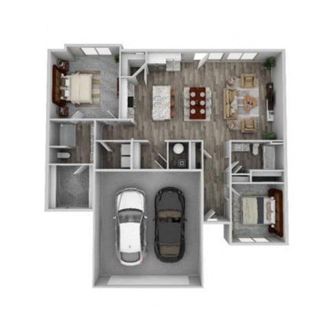Floor plan for 2 beds, 2 baths, 1394 sqft