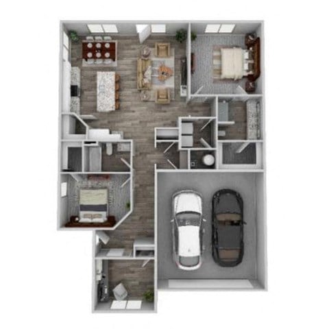 Floor plan for 2 beds, 2 baths, 1514 sqft