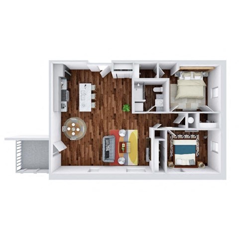 Floor plan for 2 beds, 1 bath, 1241 sqft