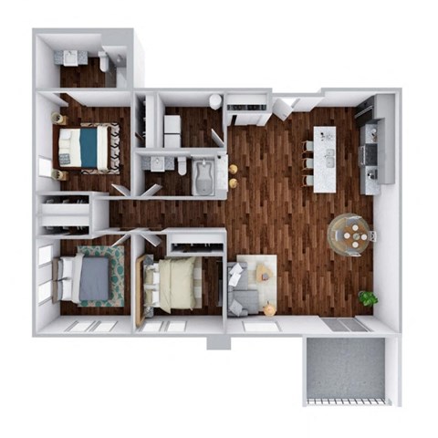 Floor plan for 3 beds, 2 baths, 1380 sqft