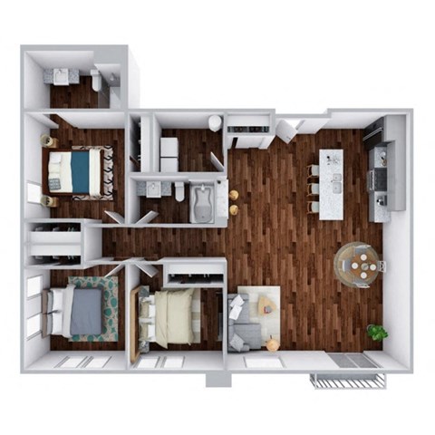 Floor plan for 3 beds, 2 baths, 1380 sqft