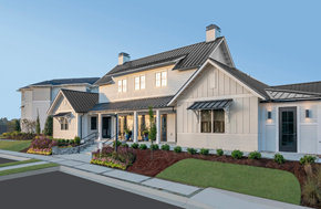 Columbus apartment for rent - A modern house with a grey exterior and a black roof.