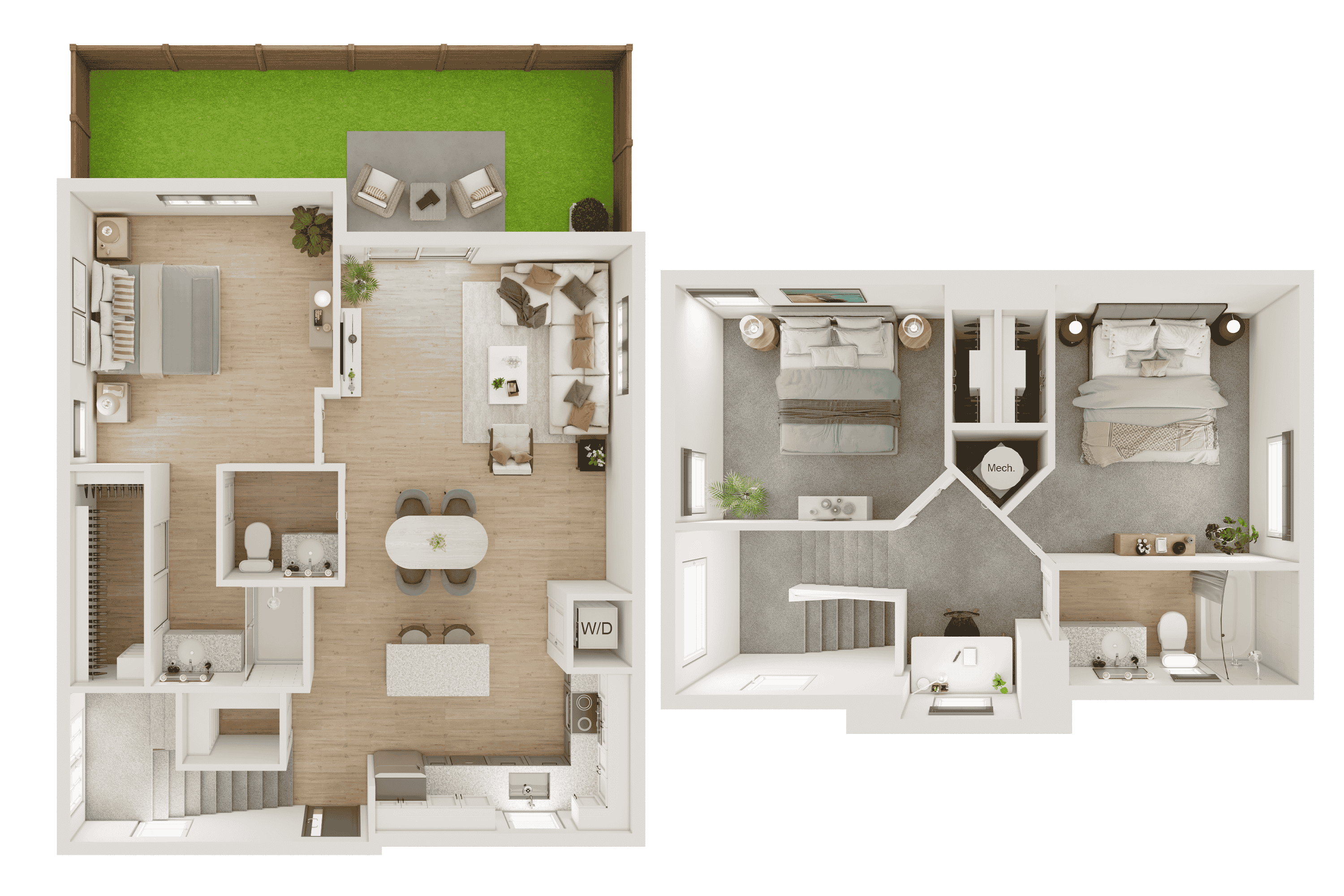 Floor plan for 3 beds, 2 baths, 1391 sqft