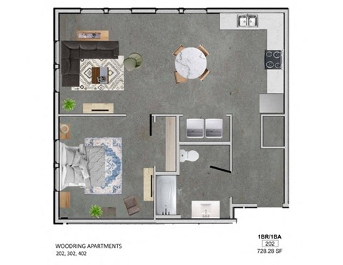 Floor plan for 2 beds, 2 baths, 948 sqft