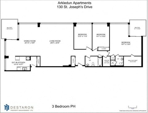 Floor plan for 3 beds, 2 baths, 2195 sqft