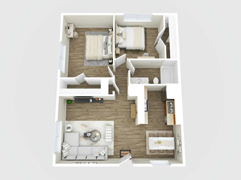Floor plan for 2 beds, 1 bath, 800 sqft