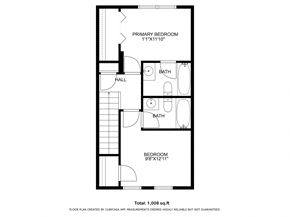 Jacksonville house for rent - A floor plan for a home with a primary bedroom, hall, and bath, and a separate bedroom with its own bath.