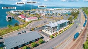 Bellingham apartment for rent - A road with a train track running alongside it and a highway.