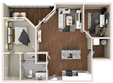 Floor plan for 1 bed, 1 bath, 816 sqft