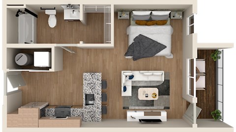 Floor plan for studio, 1 bath, 456 sqft