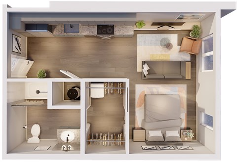 Floor plan for studio, 1 bath, 470 sqft