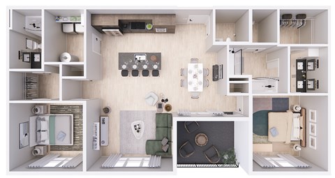 Floor plan for 2 beds, 2.5 baths, 1404 sqft