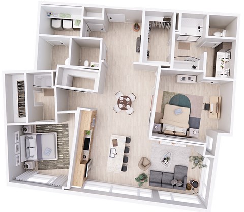 Floor plan for 2 beds, 2.5 baths, 1596 sqft