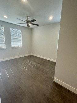 Bend apartment for rent - A room with a ceiling fan and wooden flooring.