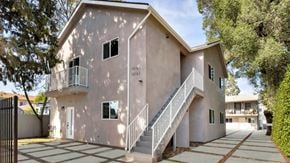 Van Nuys apartment for rent - A two-story house with a balcony on the second floor.