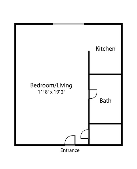 Floor plan for studio, 1 bath