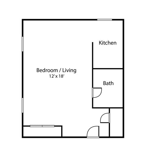 Floor plan for studio, 1 bath, 450 sqft