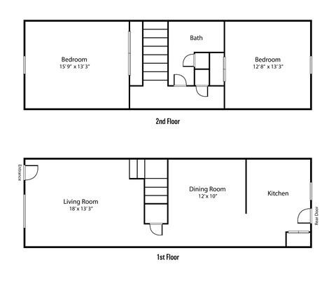 Floor plan for 2 beds, 1 bath, 1250 sqft