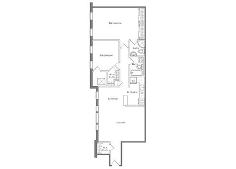 Floor plan for 2 beds, 2 baths, 1006 sqft