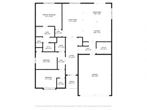 Winfield house for rent - A floor plan of a house with a primary bedroom, garage, and two bathrooms.