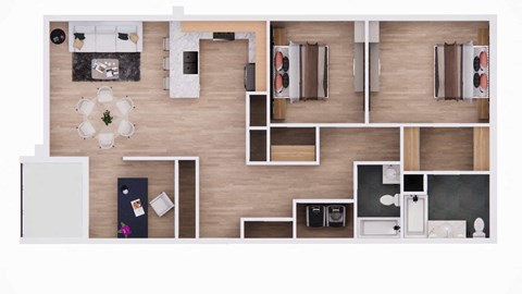 Floor plan for 3 beds, 2 baths