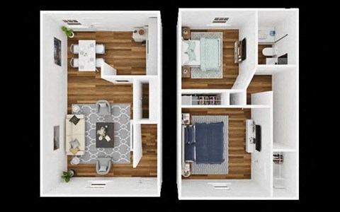 Floor plan for 2 beds, 1 bath, 785 sqft