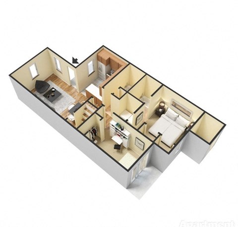 Floor plan for 2 beds, 2 baths, 916 sqft