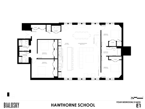 Floor plan for 4 beds, 3 baths, 2206 sqft