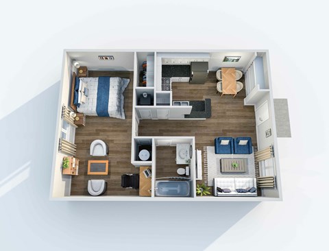 Floor plan for 1 bed, 1 bath, 800 sqft