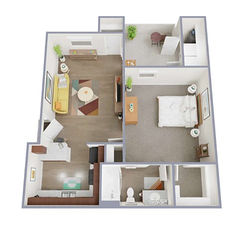 Floor plan for 1 bed, 1 bath, 617 sqft